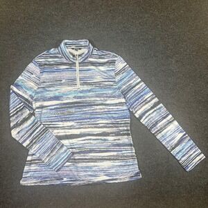Acegolfs Womens XXL Blue White Abstract Quarter Zip Performance Golf Shirt Top